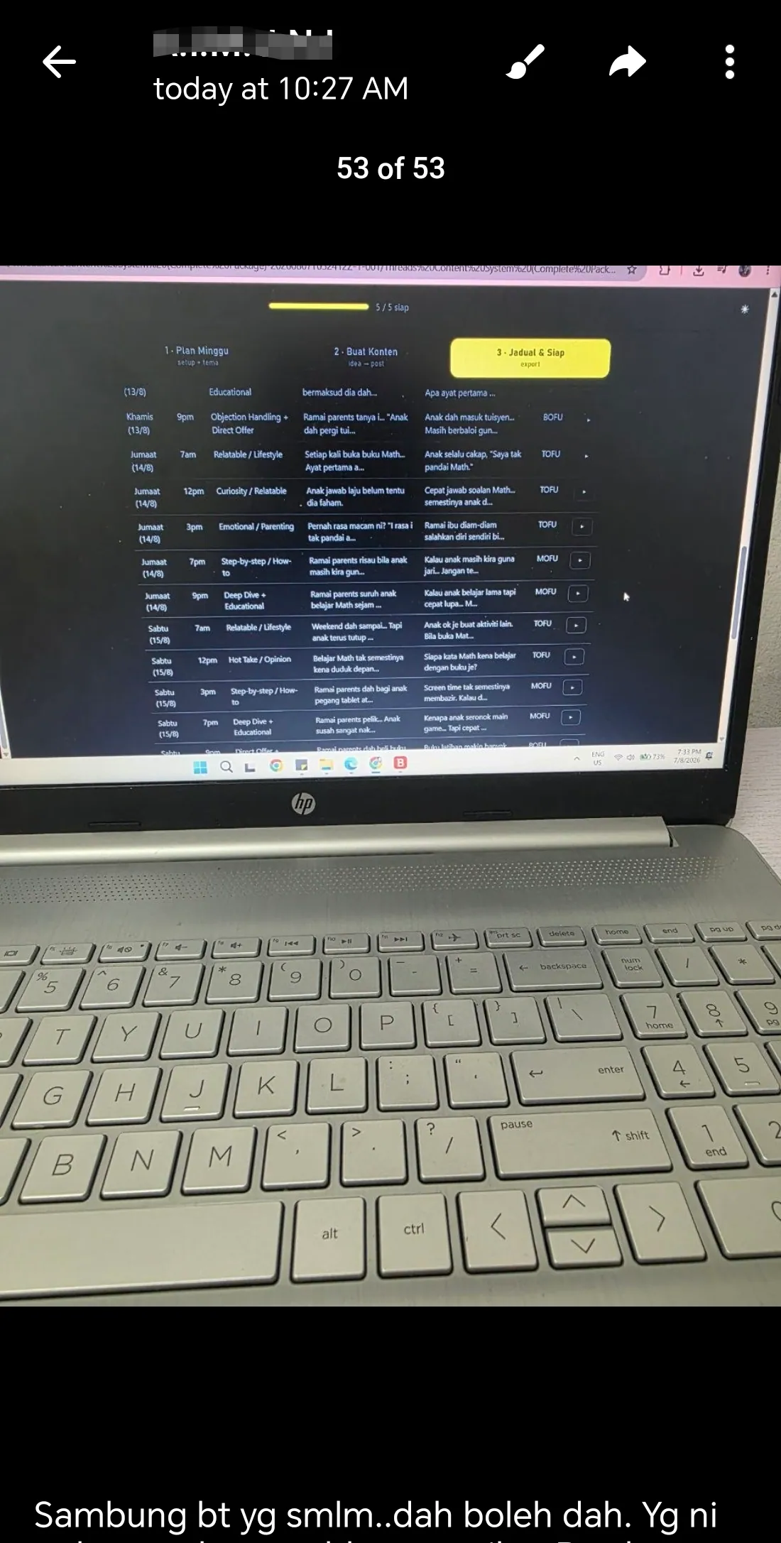 Pengguna menyambung proses Playbook dan berjaya menjana jadual content